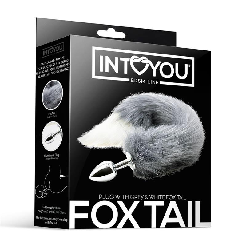 Anal Plug with Grey and White Foxy Tail - Image 3