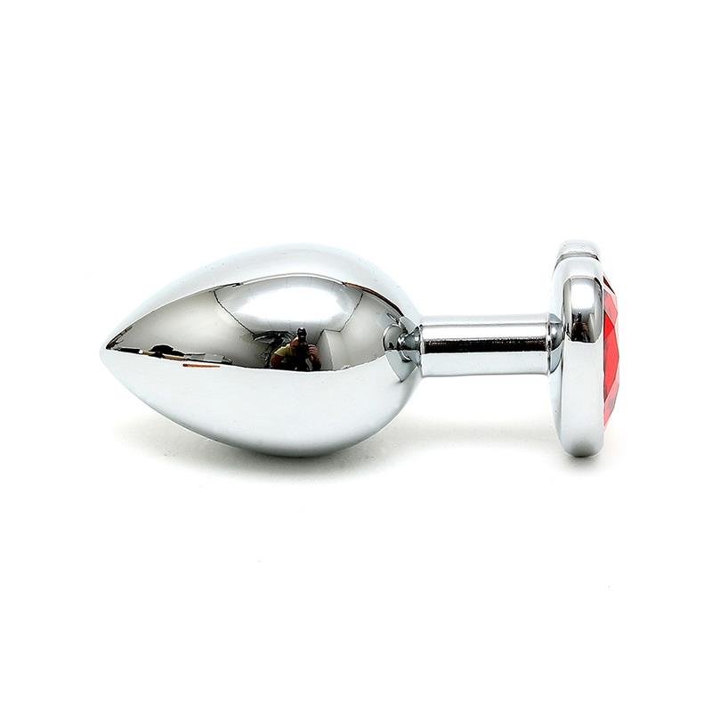 Butt Plug Plated Steel Crystal Heart Red - Image 2