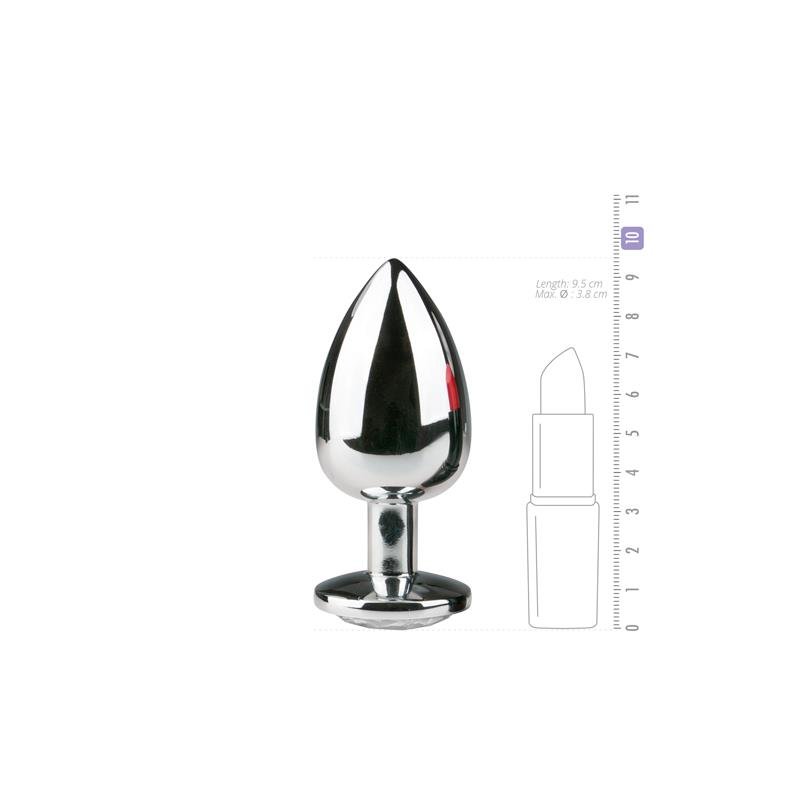 Metal Butt Plug No. 6 - Silver/Clear - Image 3