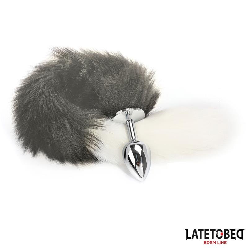 Anal plug with tail Gray and White 40 cm - Image 2