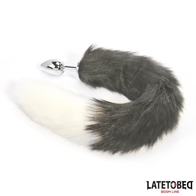 Anal plug with tail Gray and White 40 cm - Image 5