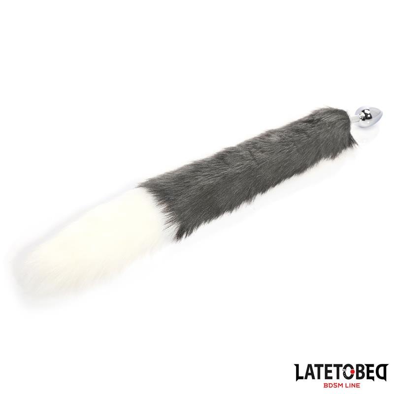 Anal plug with tail Gray and White 40 cm - Image 6