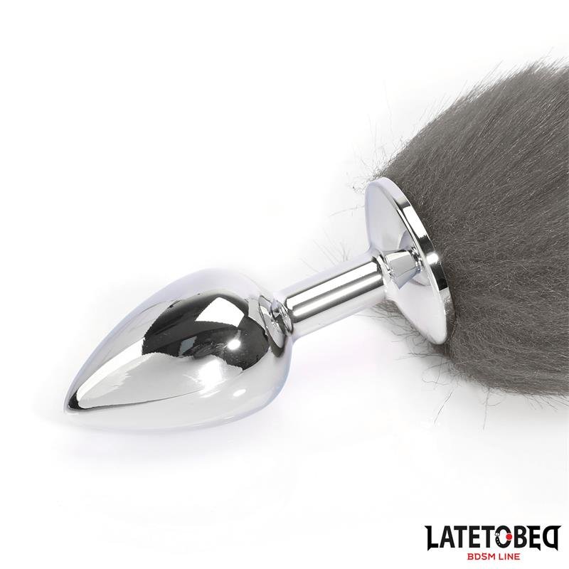 Anal plug with tail Gray and White 40 cm - Image 8