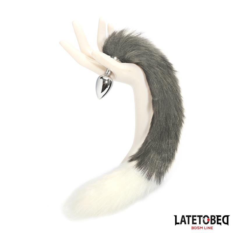Anal plug with tail Gray and White 40 cm - Image 9