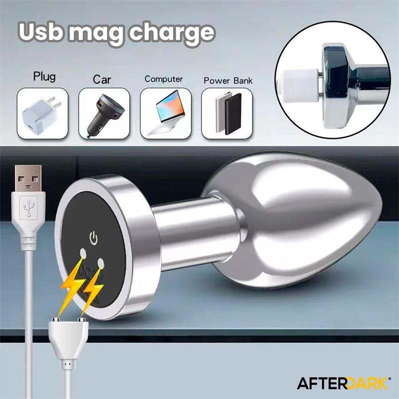 Dimpor Chrome Anal Plug with Vibration and Magnetic USB Size M - Image 8