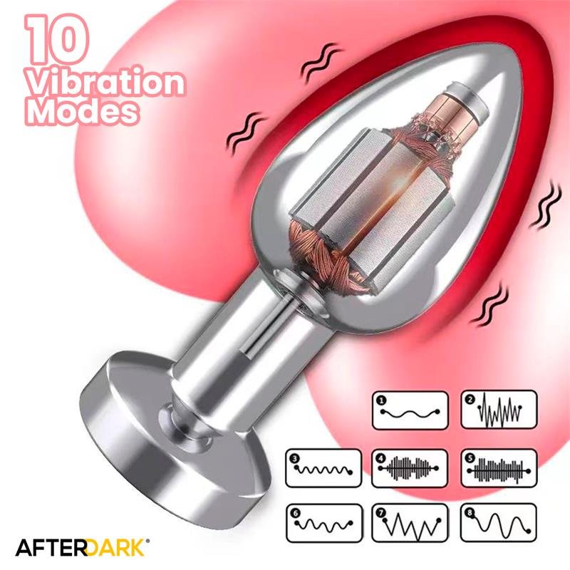 Dimpor Chrome Anal Plug with Vibration and Magnetic USB Size M - Image 9