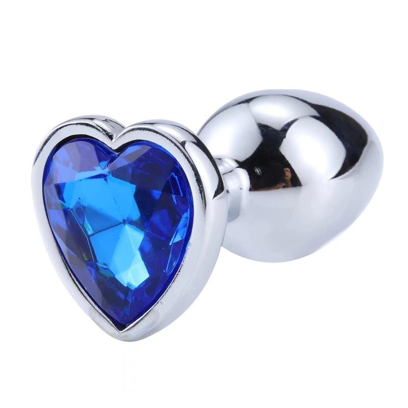 Heart Shaped Butt Plug Blue Sapphire Size L - Image 4