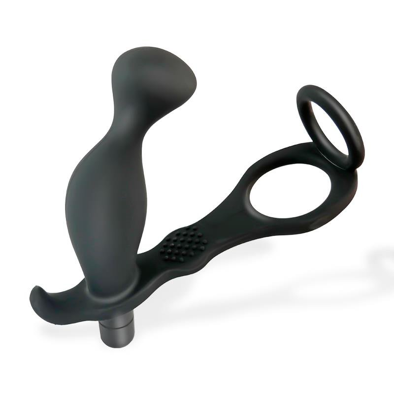 Larimar Vibrating Anal Plug with Penis and Testicles Ring - Image 2