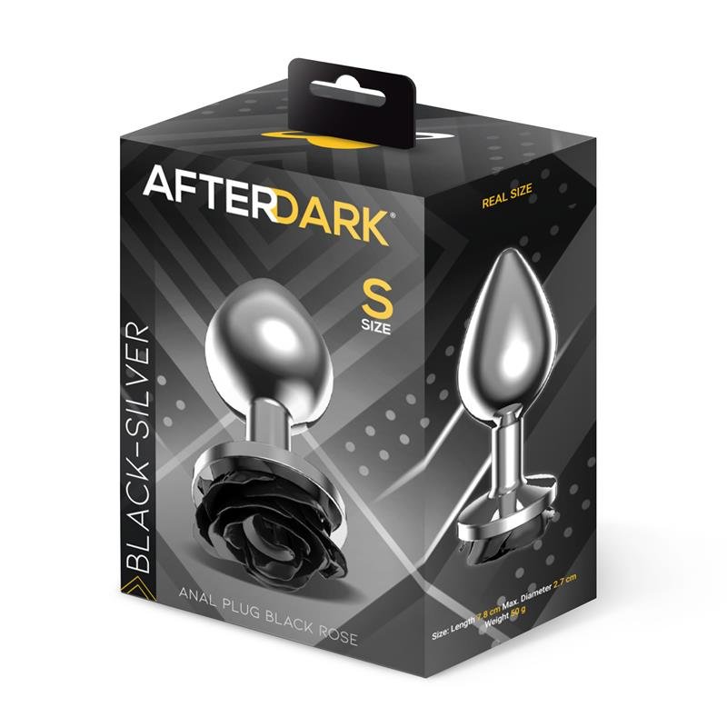 Metal Anal Plug with Black Rose Base Size S - Image 4