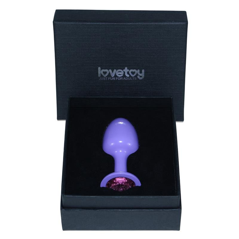 Metal Butt Plug Purple Rosebud with Pink Jewel - Image 3