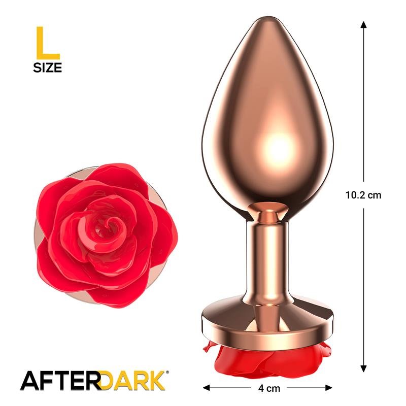 Rose Gold Anal Plugh with Red Rose Base size L - Image 2