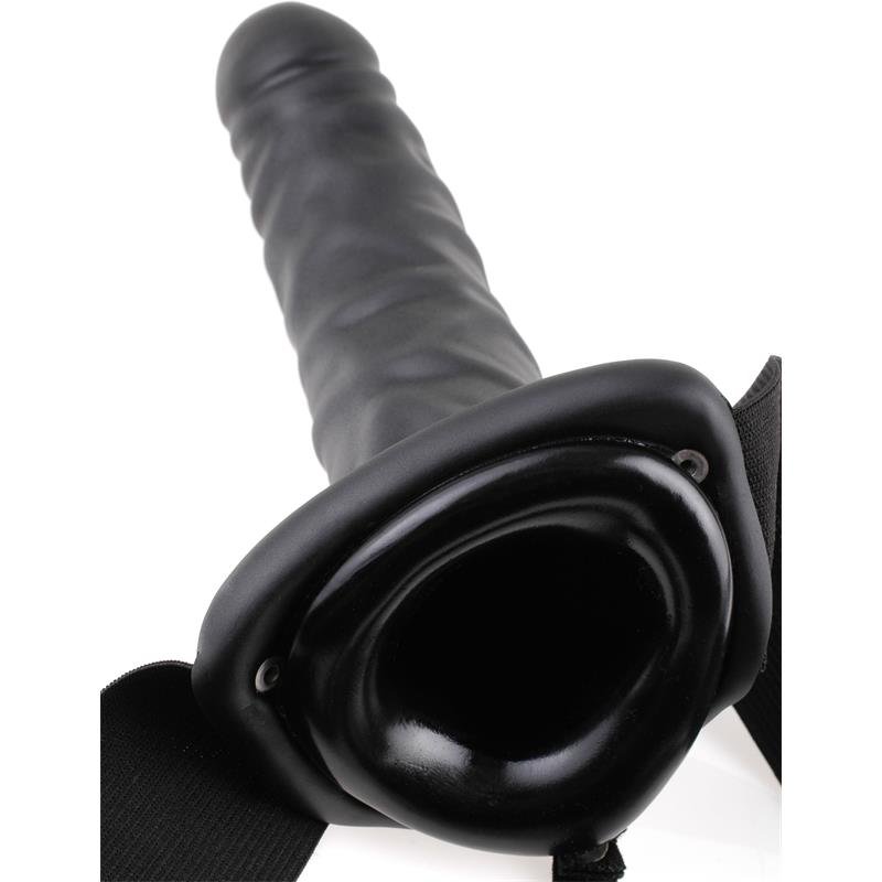 Strap-On with Vibrating Hollow Dildo 8 Black - Image 4
