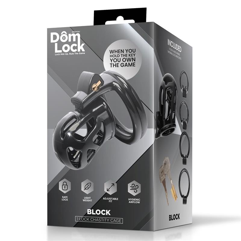 Block Chastity Cage with Internal Lock - Image 5