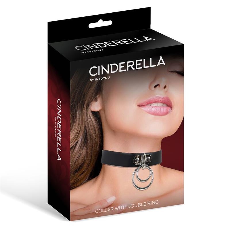 Collar with Double Ring Vegan Leather One Size - Image 3