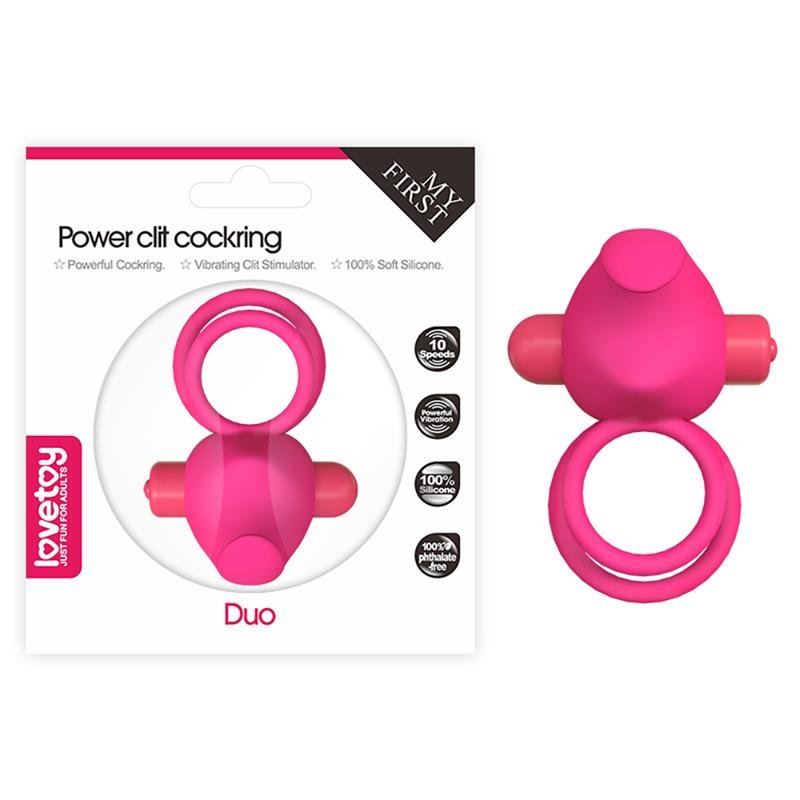 Double Vibrating Cockring Power Clit Duo Pink - Image 7
