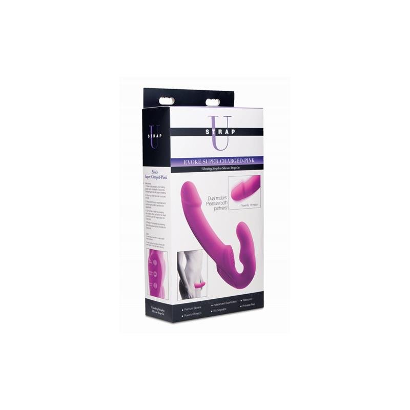 Evoke Vibrating Strapless Strap-On Pink - Image 6
