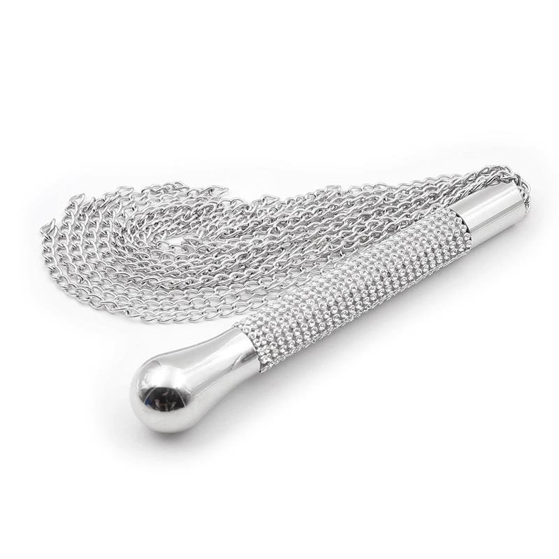 Flogger with Chain Tassel with Rhinestone Handle - Image 2