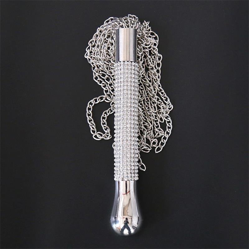 Flogger with Chain Tassel with Rhinestone Handle - Image 4