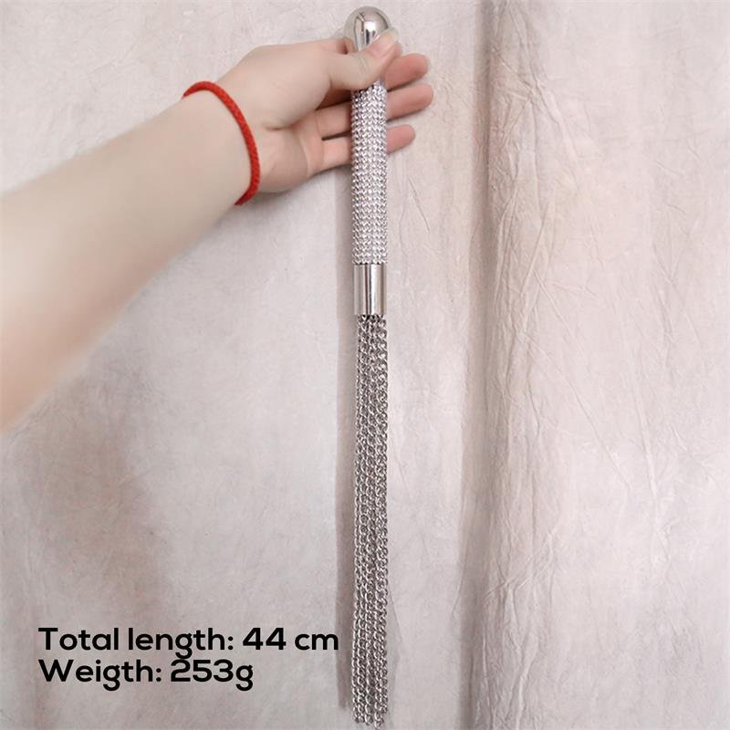 Flogger with Chain Tassel with Rhinestone Handle - Image 7