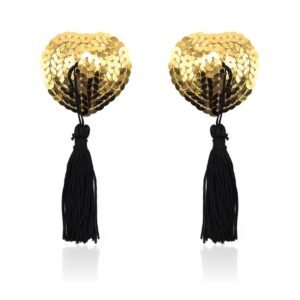 Heart Nipple Cover with Gold Sequins