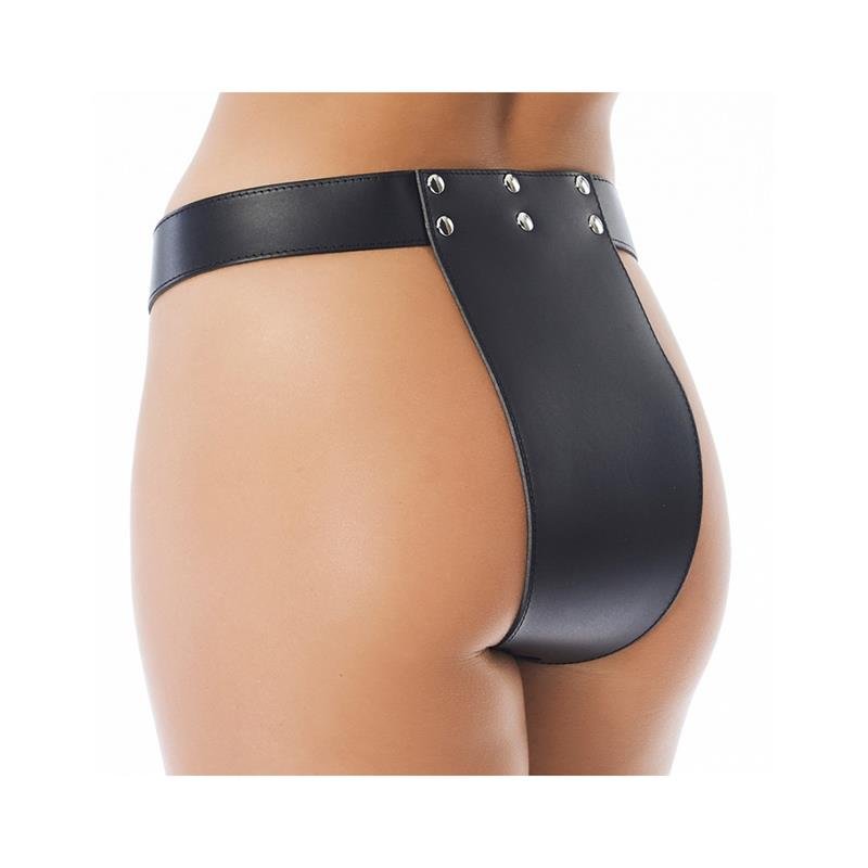 Leather Chastity Briefs with Padlocks - Image 2