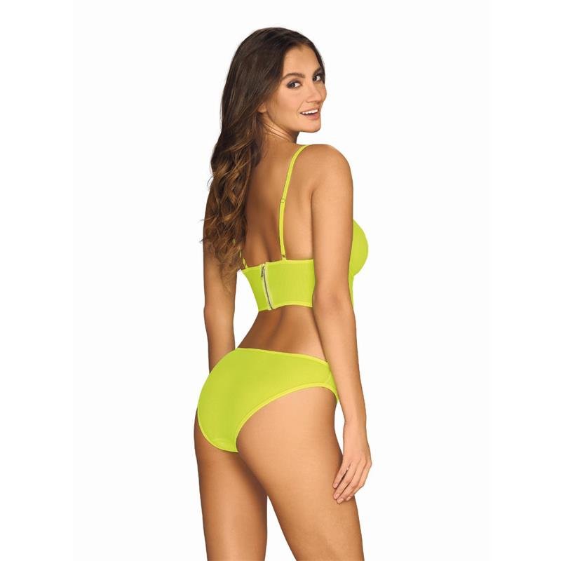 Neonia 2 Piece Bra Set with Zipper Neon Yellow - Image 2