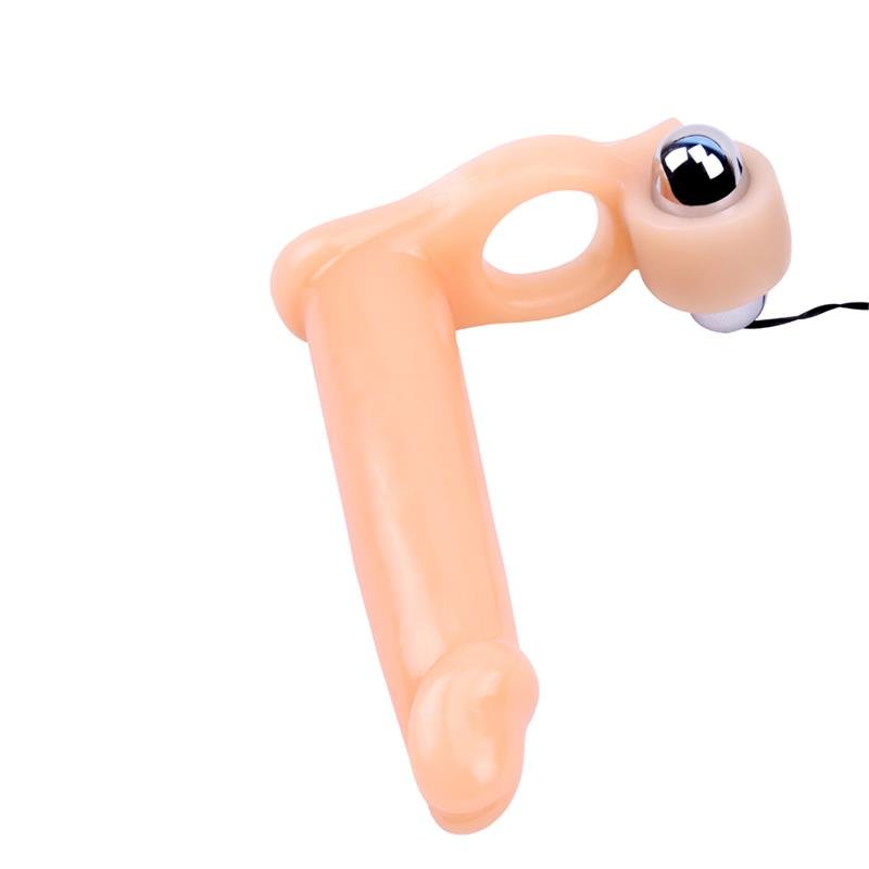 Penis Sleeve with Vibration 15.5 cm Flesh - Image 5