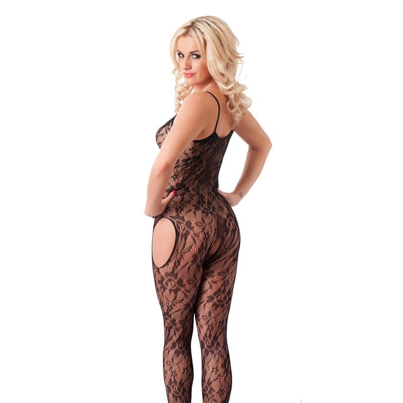 Floral Open Catsuit Black One Size - Image 3