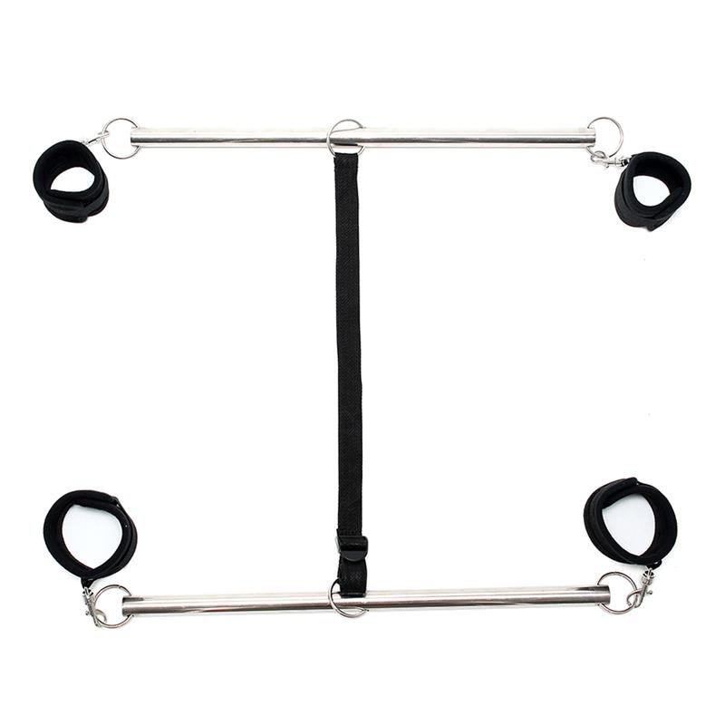 Double Spreader Bar with Cuffs Adjustable Black - Image 2