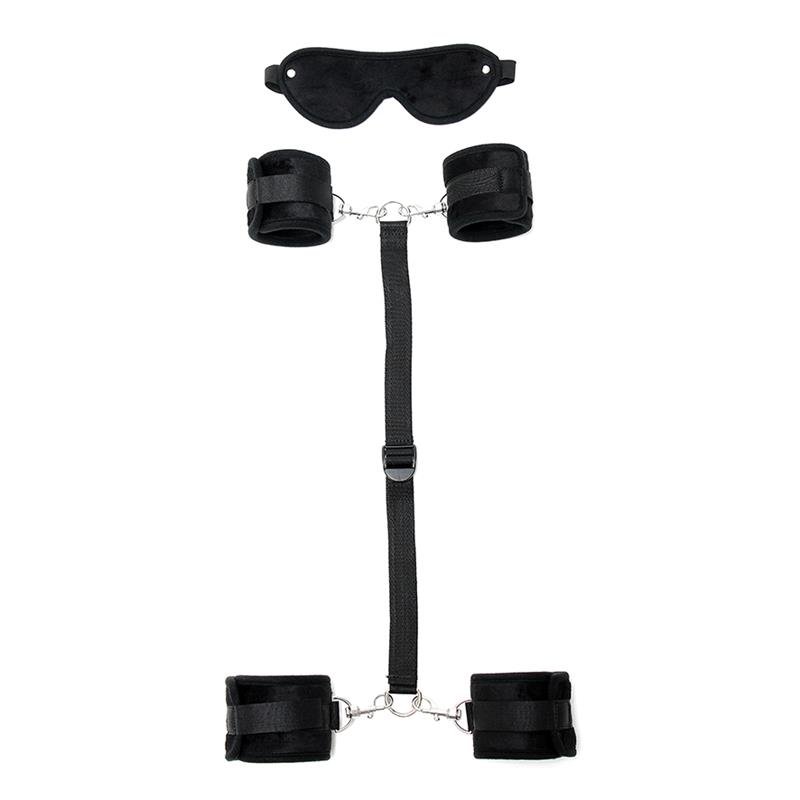 Hand to Ankle Cuffs with Mask Adjustable Black - Image 2