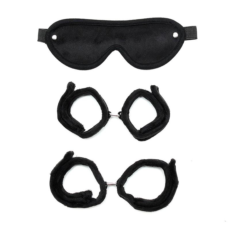 Handcuffs, AnkleCuffs and Mask Black - Image 2