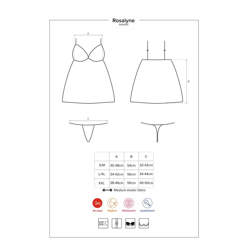 Rosalyne Babydoll and Thong Red Size S/M - Image 5