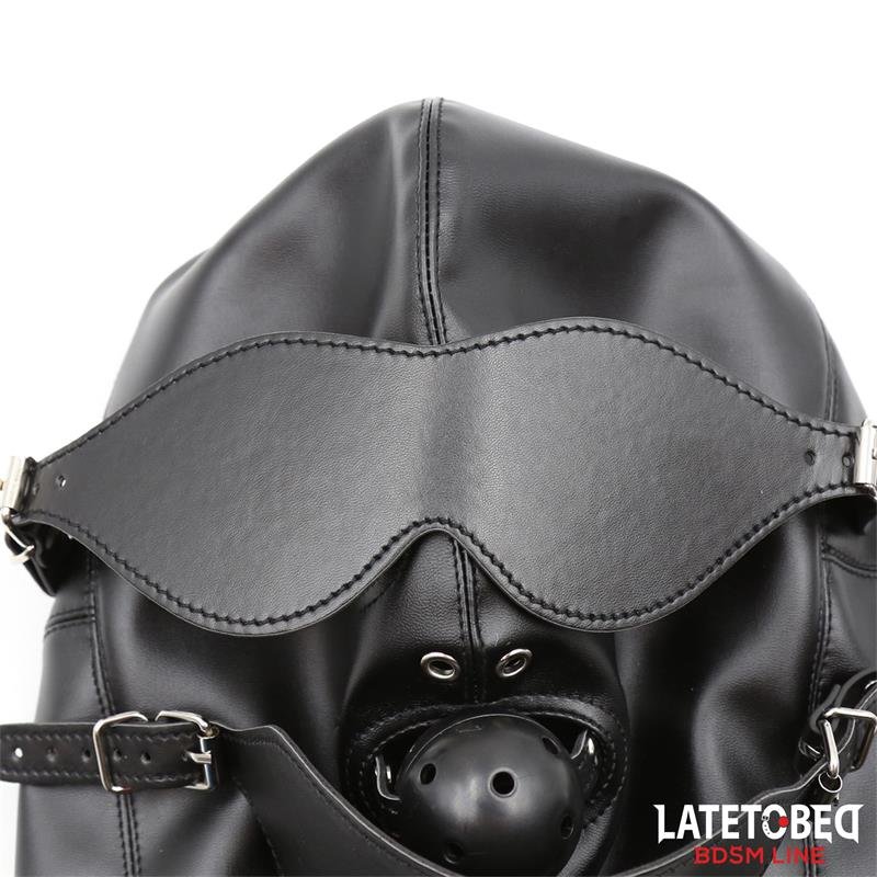 Slave Hood with Eye mask Breathable Gag Ball and Mouth Adjustable - Image 5