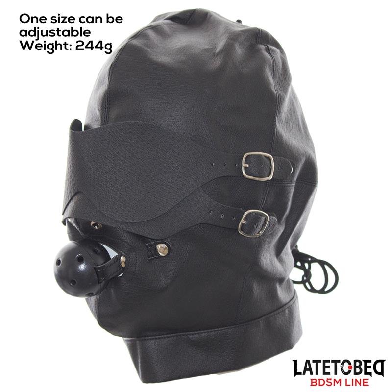 Slave Hood with Eye mask Breathable Gag Ball and Mouth Adjustable - Image 8