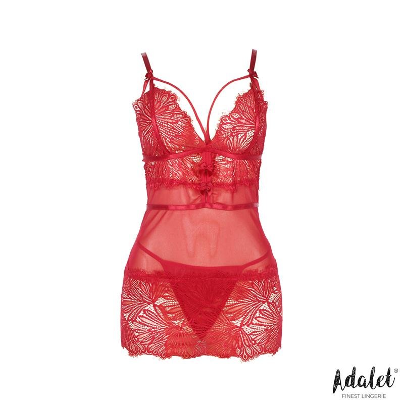 Zoe Open Back Babydoll and Thong Red - Image 3