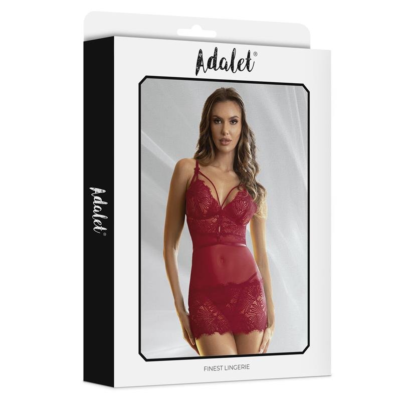 Zoe Open Back Babydoll and Thong Red - Image 4